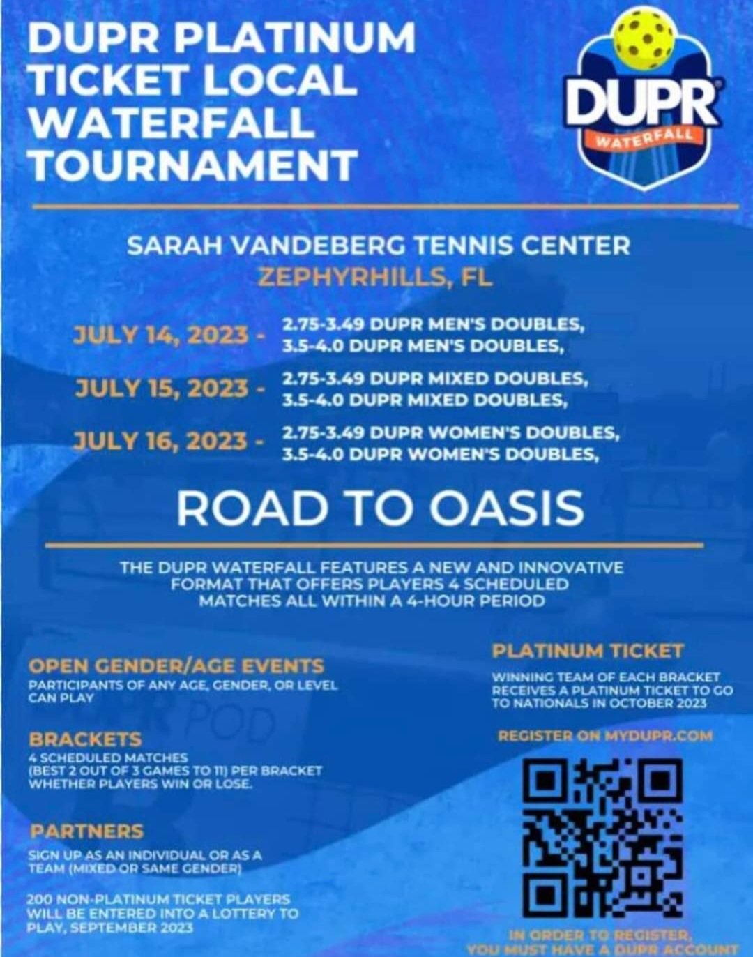 Florida Pickleball Tournaments on Twitter " ️ "DUPR Platinum Ticket