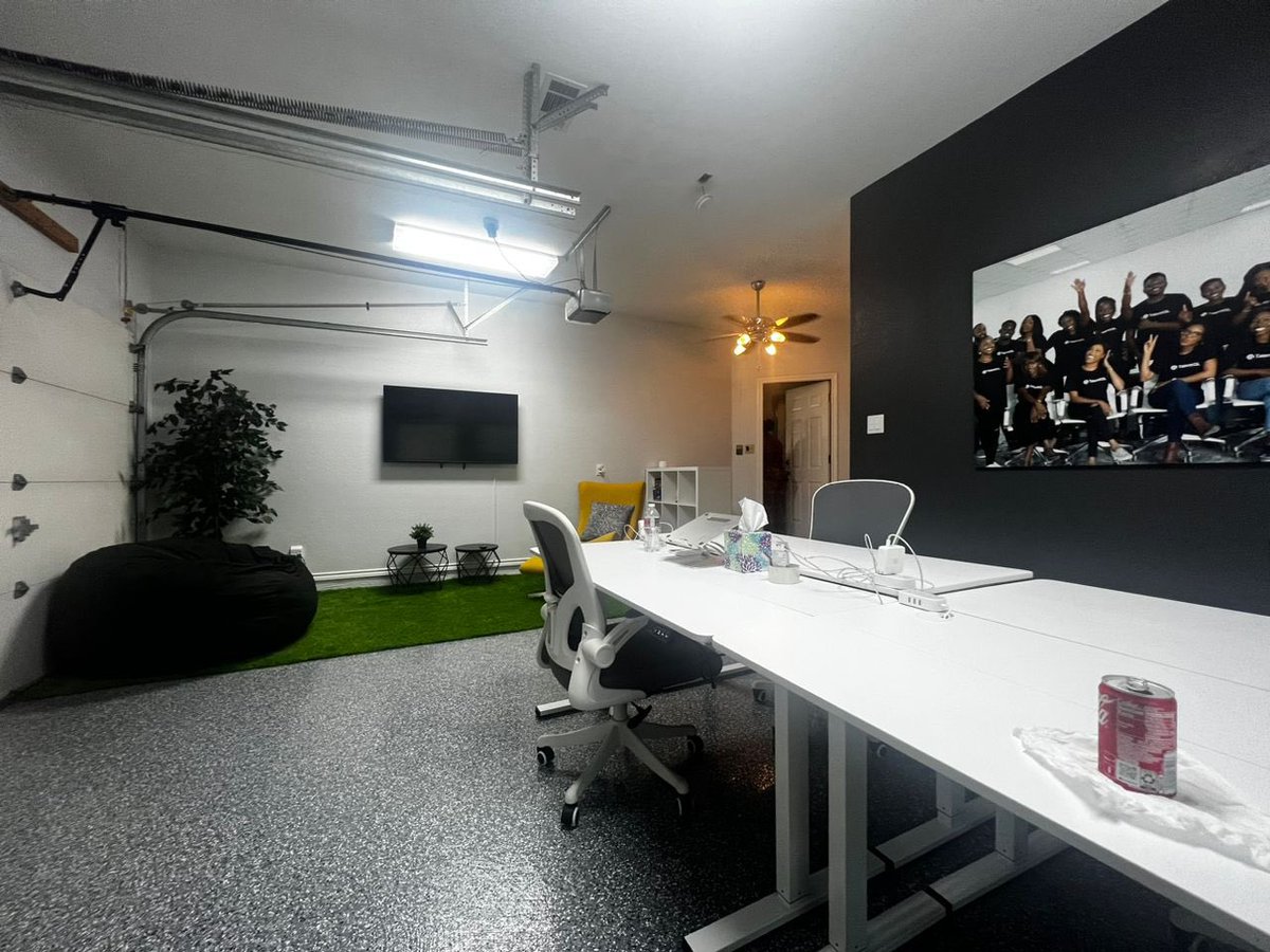 Turning a garage into a startup office. 

How it started.         VS    How it’s going