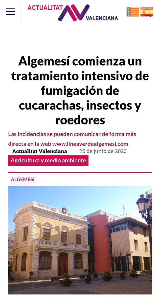 Seguim amb les idees clares! ⬆️

Per cert, notareu una presència inusual de panderoles els dies d'aplicació. És normal, després d'aplicar el tractament ixen moribundes a la superfície.

Més info:
actualitatvalenciana.com/algemesi-fumig…