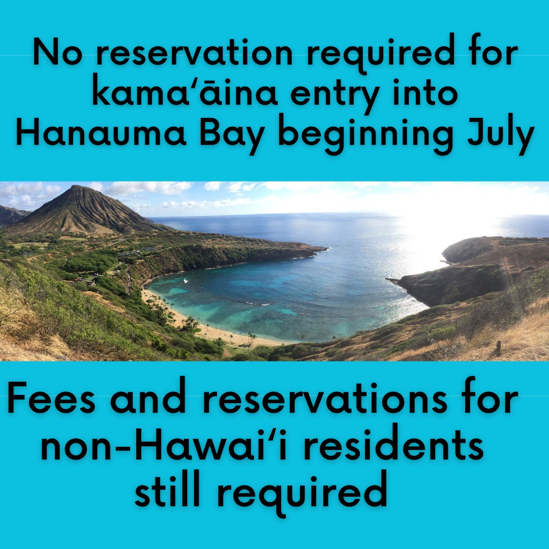 honolulu_parks's tweet photo. Beginning Saturday, July 1, 2023 Hawai‘i residents can enjoy free, no-reservation-required access into the Hanauma Bay Nature Preserve during regular hours of operation at this popular natural attraction. More info: https://t.co/M9syCn0ey3
#hanaumabay #hanauma #HBAY #oahu #hawaii https://t.co/dls3ziCriV