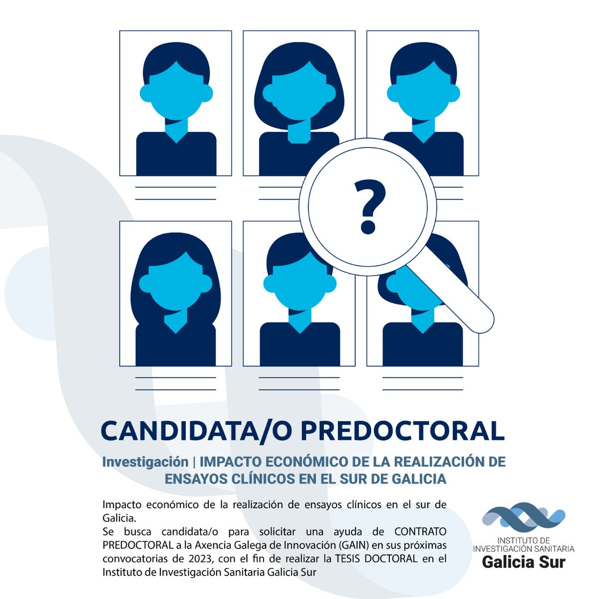 IISGaliciaSur's tweet photo. 🔎📢[OFERTA] Buscamos candidata o candidato para solicitar una ayuda de CONTRATO PREDOCTORAL para realizar la tesis. Plazo: Hasta el 30/06
👉Investigación: Impacto económico de la realización de ensayos clínicos en el sur de Galicia. ¡Te esperamos!
https://t.co/csPZqUvNXM https://t.co/6wcKTmZf5A