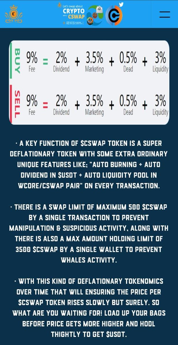 CMCTswap's tweet photo. 🎤All Hidden Secrets, which you all should know about $CSWAP before it's get Launched⚡️Don't🚀miss the🚀Chance🚀

✅Join TG GROUP to Stay Tuned👇🏻
✔"https://t.co/jMxhRDe2if"

#CMCTswap #CSWAP #CoinMarketCart #CMCT #BabyCMCT #BCMCT #CORE #CoreDao_Org #CoreDAO #RoadTo100 #BTC #BNB https://t.co/xQUB0Jh4uB