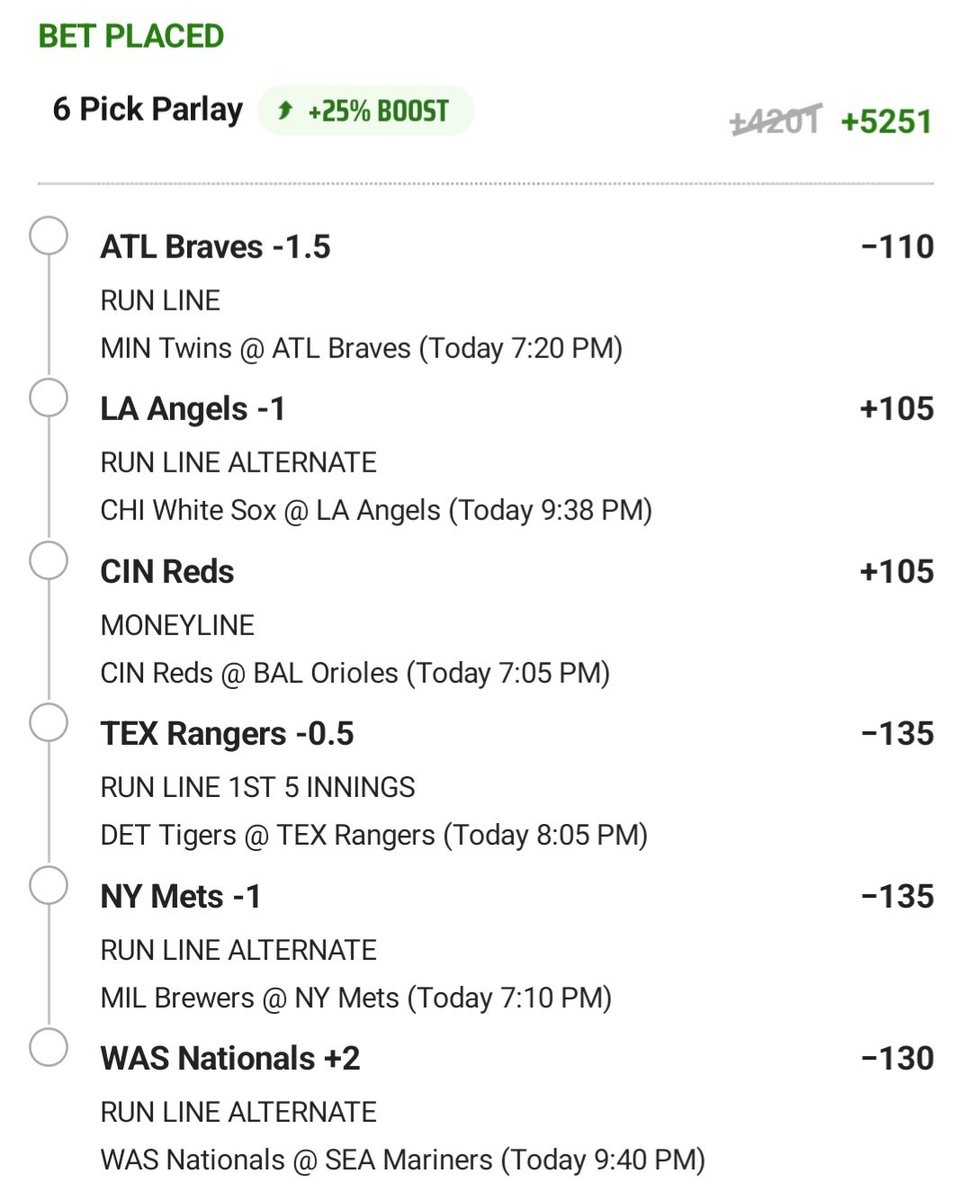 MLB BETS ⚾️ 
 (2U EACH +1/4U PARLAY)

➡️Like and retweet this. If we sweep, I'll send one of you $20 🤑🤑🤑

#GamblingTwitter #MLB #DraftKings    #SportsPicks