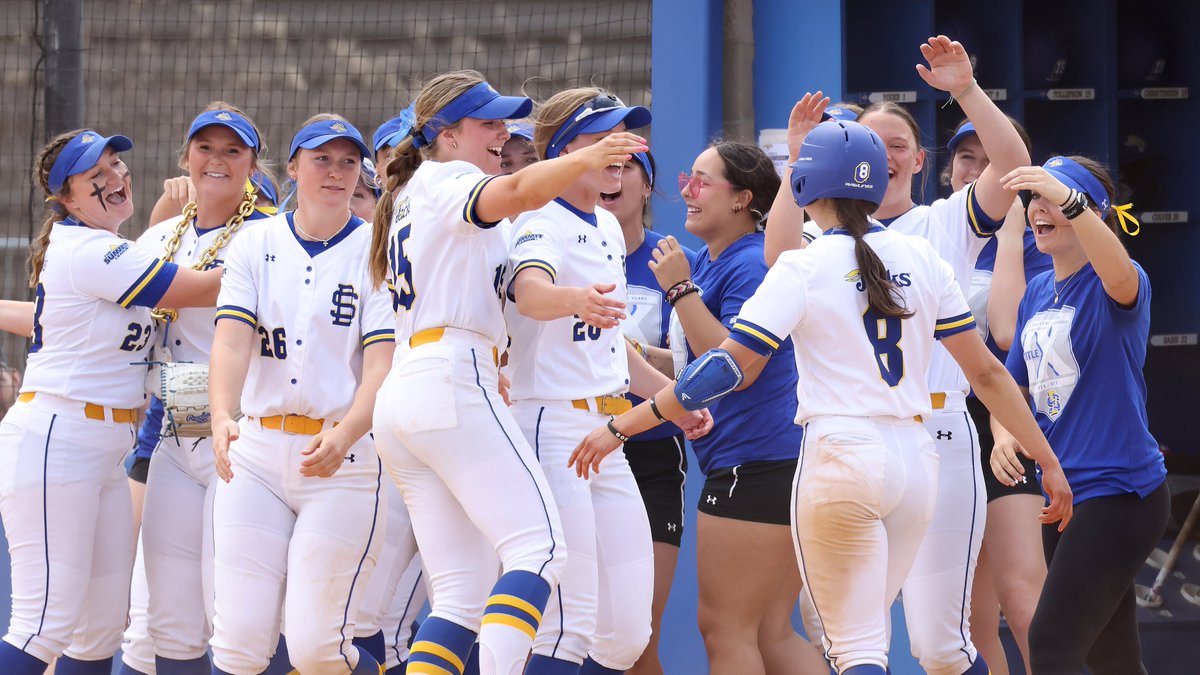 GoJacksSDSU's tweet photo. The Jackrabbits had FOUR teams with undefeated regular-seasons in conference play during the 2022-23 season! 🤯 

#GoJacks 🐰 https://t.co/juVT1qTKSd