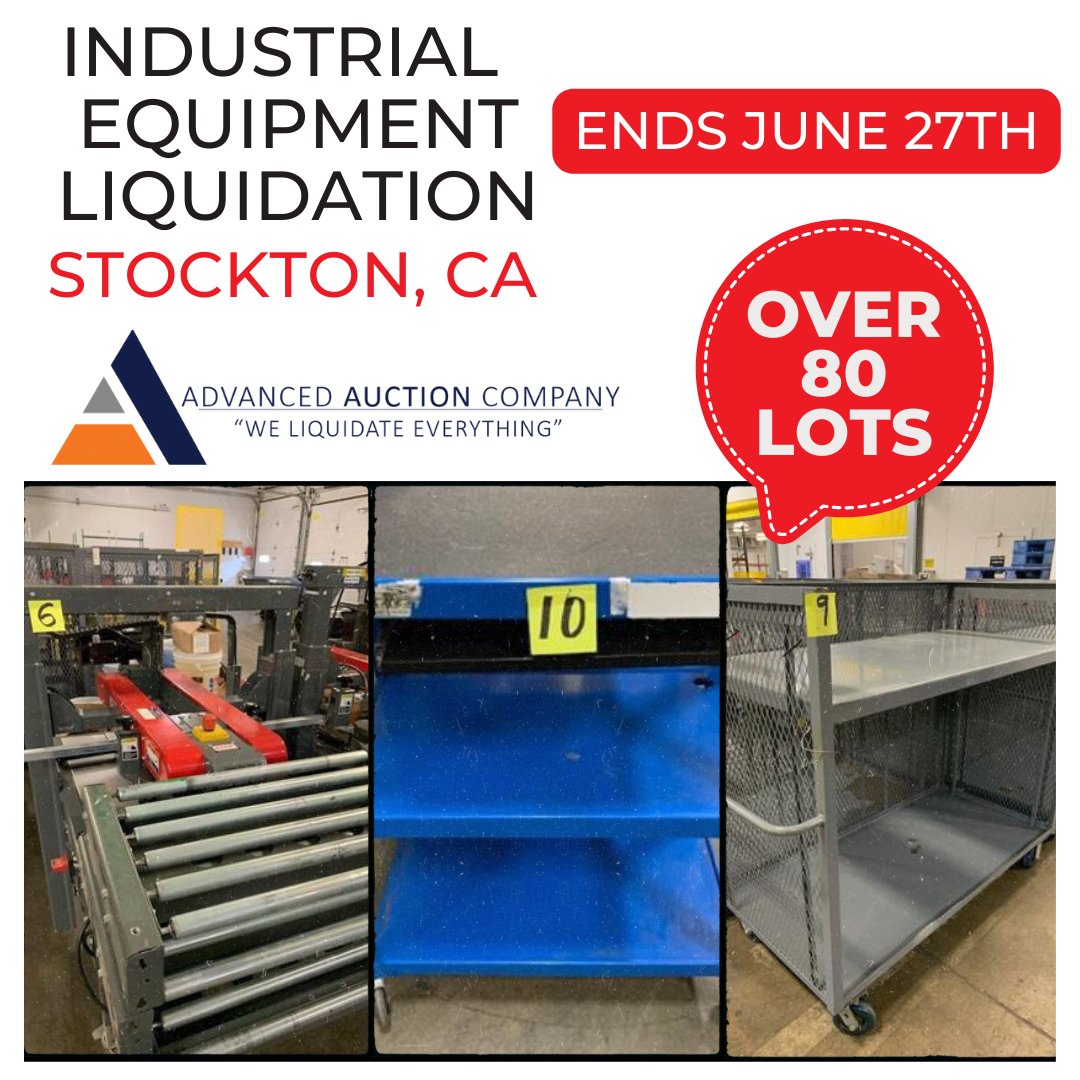 Industrial Equipment Liquidation in Stockton, CA!!! Bidding starts at $1!!!Don't miss your chance to bid! Hurry now!!!👀 #restaurant #restaurantowner #surplus #equipment #kitchen #sale 
ow.ly/f5oa50OXxQw