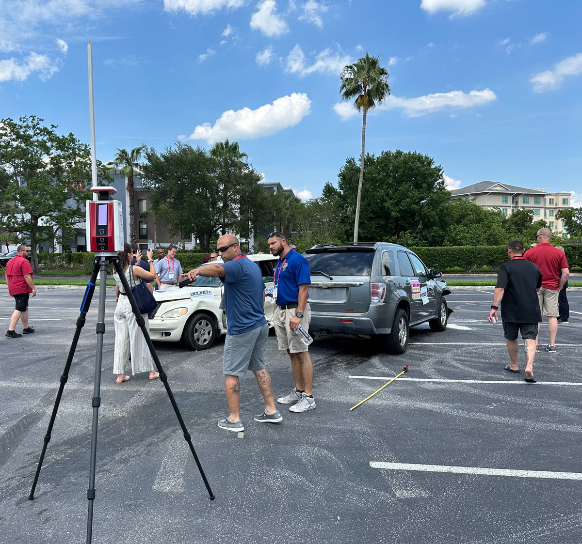 RIEGL's tweet photo. #RIEGL is live and in action at #IPTM2023 for Crash Demo Day. The VZ-600i #TerrestrialLaserScanner is the official data being used for session diagrams and with its lightning-fast scan times the demo vehicles aren’t the only thing causing a scene! https://t.co/bt9kk8coM7