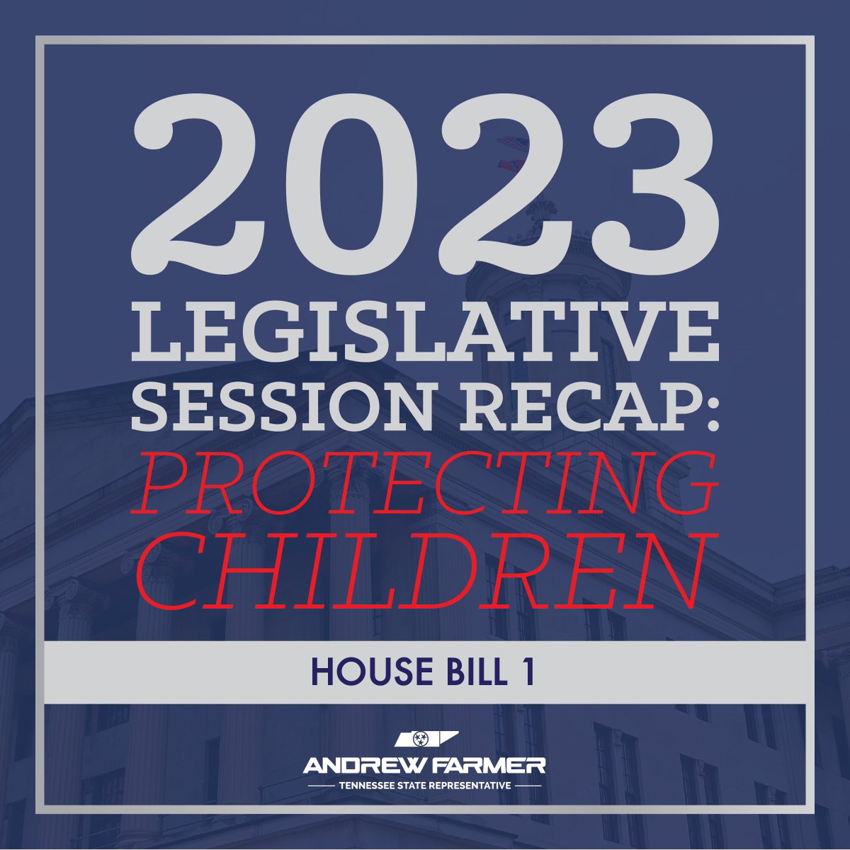 RepAndrewFarmer's tweet image. This week, I will be highlighting the steps that Republicans have taken to protect children here in Tennessee. The passage of HB1 protects children from being subjected to gender-altering medical procedures, and prohibiting healthcare providers from performing these procedures.