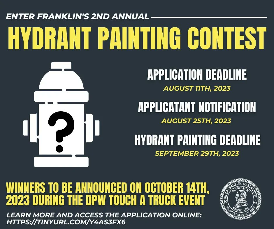 2nd Annual Hydrant Painting Contest - submit designs by Aug 11, 2023
