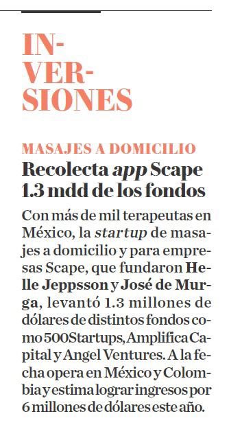 SpintoMX's tweet photo. Scape MX la primera app 100% mex de spa a domicilio, levantó 1.3 MDD para seguir con su expansión en México y otros países.
¡Gracias Imagen Radio y Milenio! @HelleJeppsson  @scapeMasajes @Rodpac 

#pr #rrpp #spinto #scape #scapemx #masajesadomicilio #comunicacion #rp https://t.co/TAJBh6yzrs