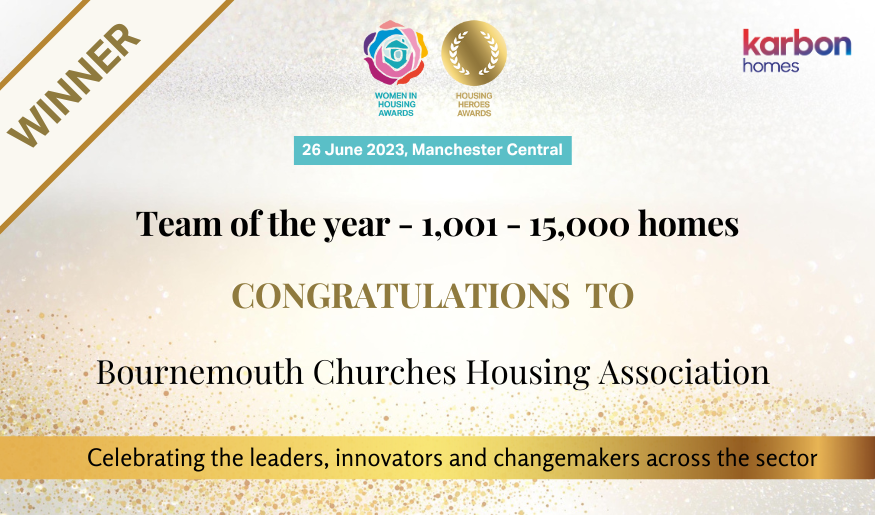 Huge well done to the Mental health floating support team (@bchanews) for winning our 'team of the year - 1,001- 15,000 homes' award! Sponsored by @KarbonHomes #HousingHeroes