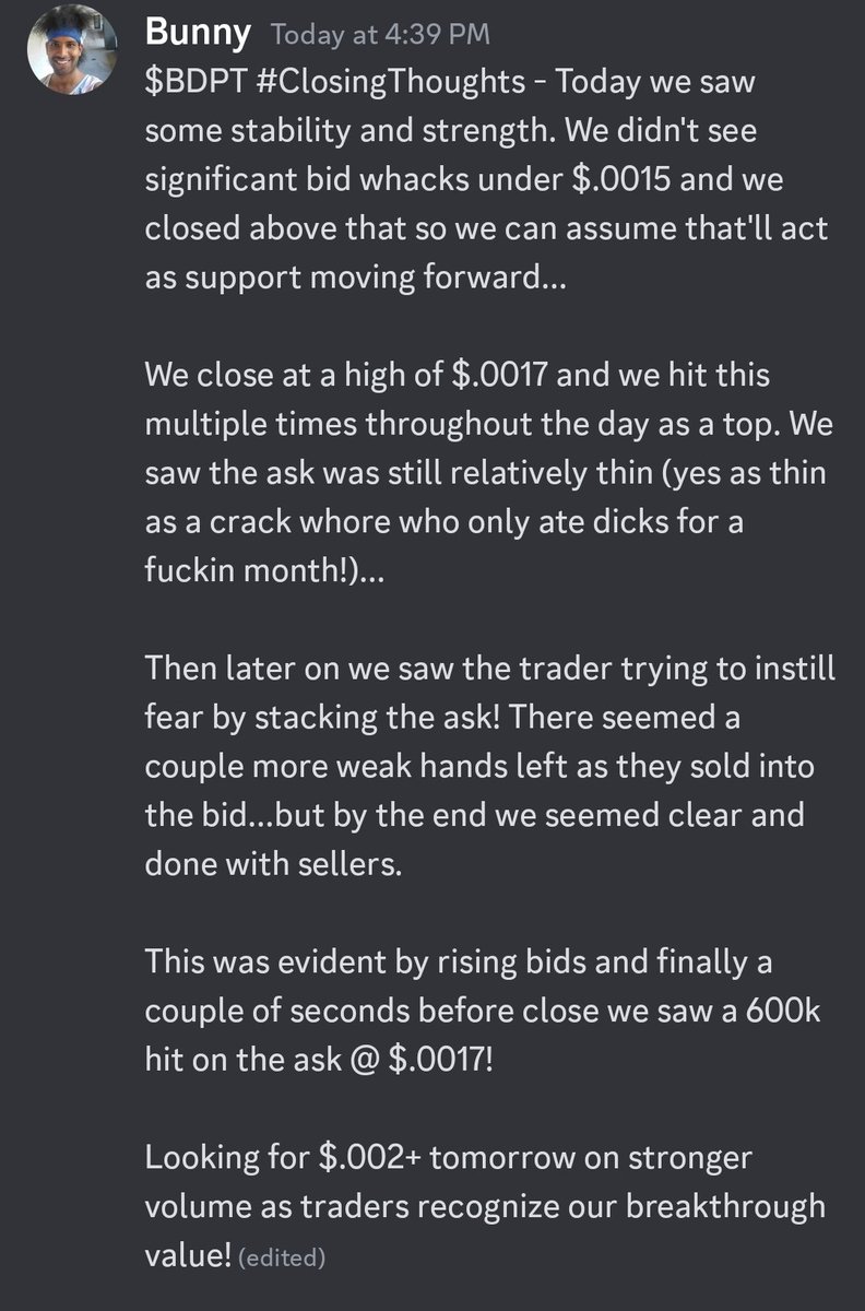 BunnyPicks's tweet image. $BDPT #ClosingThoughts