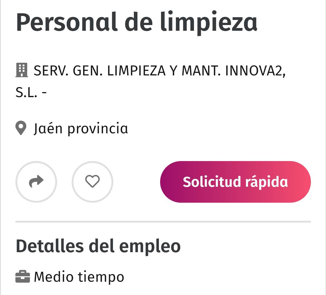 Personal de limpieza - SERV. GEN. LIMPIEZA Y MANT. INNOVA2, S.L. | Jaén provincia simplyhired.es/job/9eik1jTJSC…