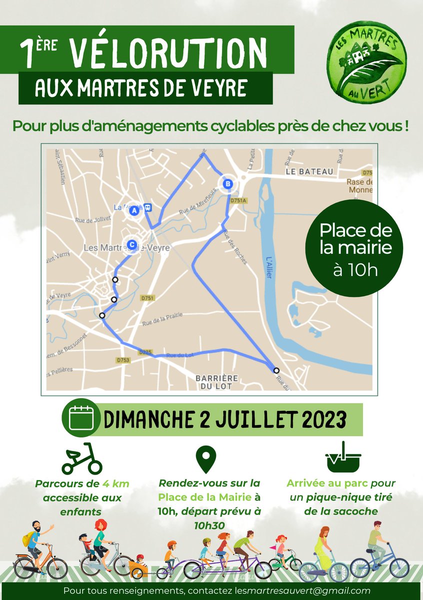 1ère vélorution aux Martres-de-Veyre 😍

👏Bravo aux cyclistes de toutes les villes et villages qui se mobilisent pour le développement sécurisé de la bicyclette !