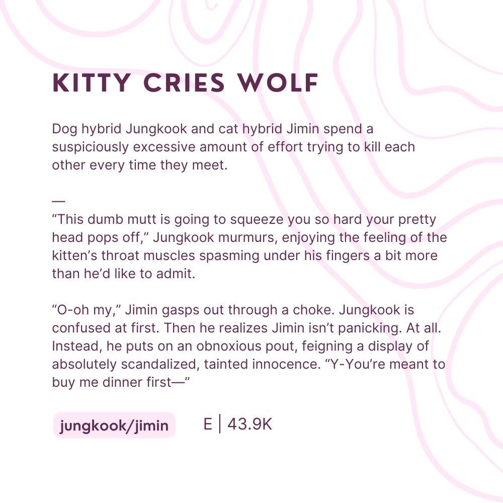 TruthUntold_ex's tweet photo. 🥀DAY FIFTEEN🥀

kitty cries wolf

jungkook/jimin
E | 43.9K

cw: graphic depictions of violence, rape/non-con, blood and gore

https://t.co/NkEvpcJsYG https://t.co/aZ0cG7MebK