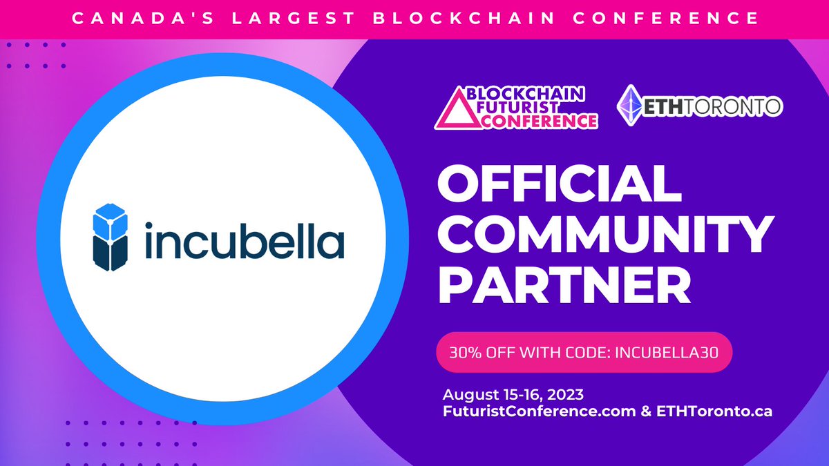 goatlal (@goatlal) on Twitter photo My company <a href="/incubellatech/">incubella</a> is excited to announce our partnership with the Largest Web3 Event in Canada!
To celebrate, we're giving away 3 pairs of FREE tickets!
Enter here: share.hsforms.com/1XkYHLKn5REO9R…
The 5th <a href="/Futurist_conf/">Blockchain Futurist Conference</a> this August 15-16, in Toronto at Rebel & Cabana, brings My company <a href="/incubellatech/">incubella</a> is excited to announce our partnership with the Largest Web3 Event in Canada!
To celebrate, we're giving away 3 pairs of FREE tickets!
Enter here: share.hsforms.com/1XkYHLKn5REO9R…
The 5th <a href="/Futurist_conf/">Blockchain Futurist Conference</a> this August 15-16, in Toronto at Rebel & Cabana, brings