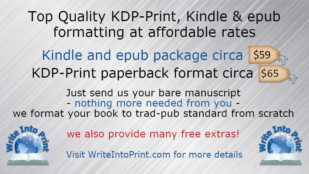 #Authors: No need to struggle with BOOK FORMATTING, use @WriteIntoPrint's excellent service and take advantage of their unique FORMATTING PLUS extra!

▶️  bit.ly/WIPepubservices 

#amwriting #amediting #TweetYourBooks #BookBoost 🚀