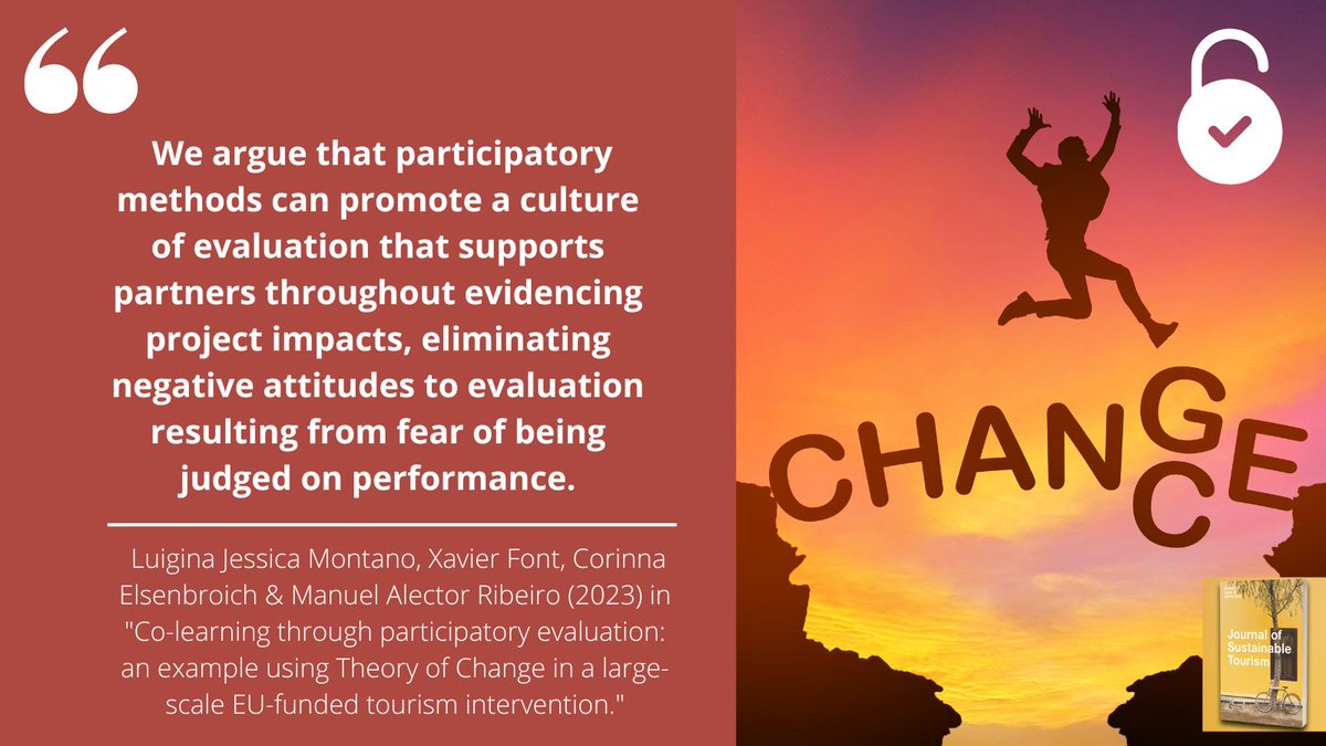 🆕#OpenAccess 🔓 in #JOST 👇 'Co-learning through participatory evaluation: an example using Theory of Change in a large-scale EU-funded tourism intervention.' Read for free 🔗tandfonline.com/doi/full/10.10…