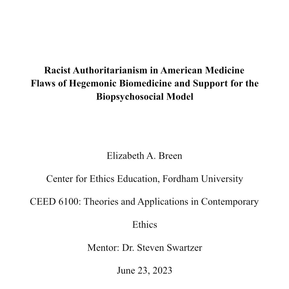 I finished my master’s thesis! Thank you to @FordhamEthics and everyone else who supported me through this journey!!