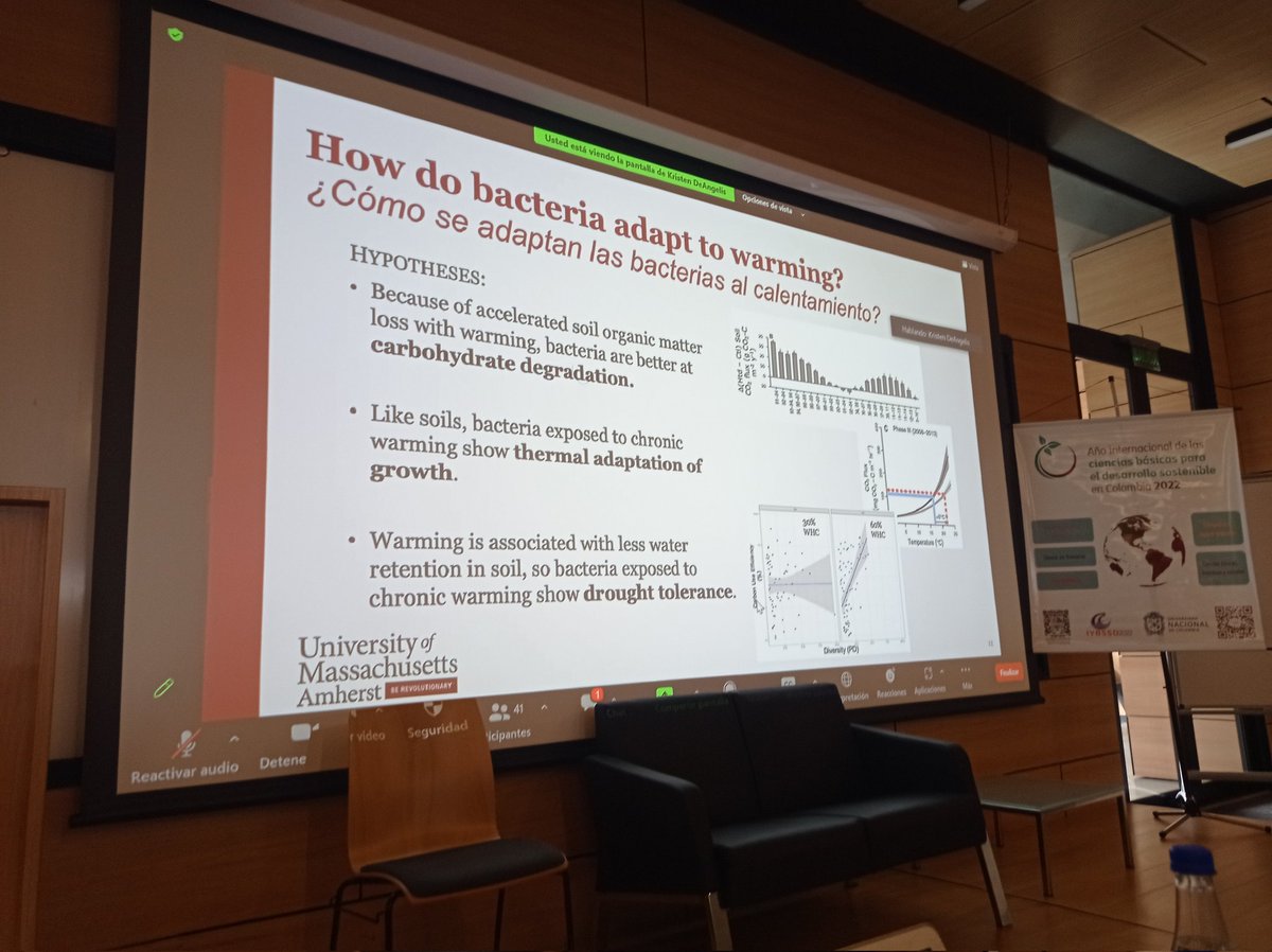remicrocolombia's tweet photo. I Encuentro de la Red Ecología Microbiana Colombia #REMiCol🧬🔬
Dra.@kristenobacter nos acompaño en el lanzamiento del #REMiCol con la conferencia "Bacteria🦠 adapt to climate change, but what does it mean for soils in a warming world🌎?" https://t.co/pyAbsXscUC