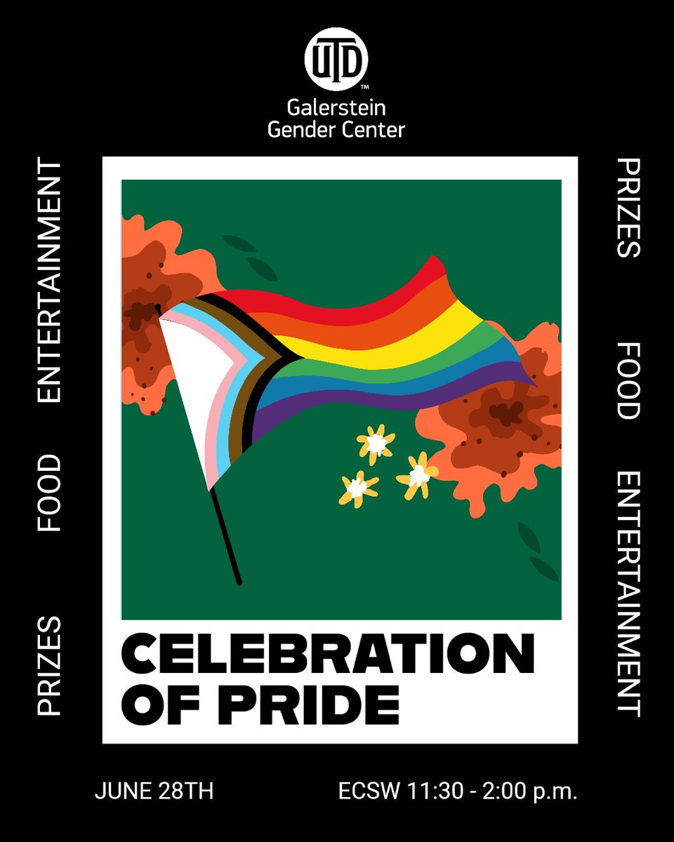 UTDScience's tweet photo. Don't forget to register for the @UTDGenderCenter's first-ever Celebration of Pride party: https://t.co/cJhiI0fFOs

"The Galerstein Gender Center is here to continue to create a space that invites those within the community to bring their whole selves on campus. We are here. We are visible. Most importantly, we are proud! 
With that said, we recognize that for many still, this is unfortunately a moment of crisis where basic care and safety is not a guaranteed right. Our office will continue to support our community through this time. If you are an LGBTQ+ comet, you matter, we see you, and you belong at UTD! Happy Pride! 🌈❤️"