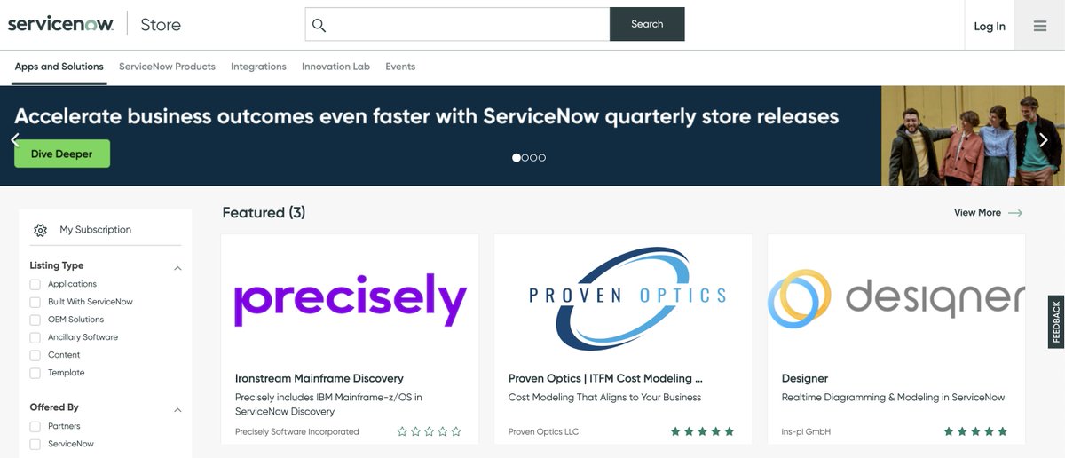 The Proven Optics IT Financial Management Cost Modeling Application is featured on the <a href="/ServiceNow/">ServiceNow</a> Store homepage 👏 

Check it out today:  lnkd.in/giuXkGey