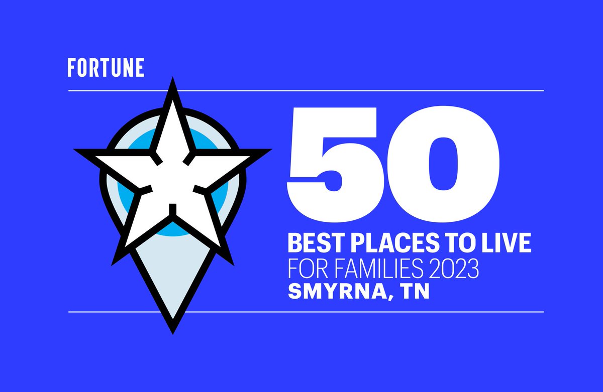 We are thrilled to announce that Smyrna has been selected as the only city in Tennessee to receive Fortune Magazine's coveted "50 Best Places To Live for Families 2023"! To learn more about our distinguished honor,  click Fortune's article link below.
fortune.com/well/ranking/b…