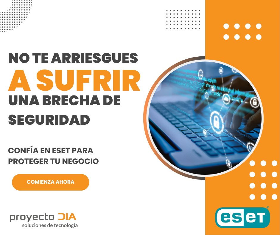 PROYECTODIA_'s tweet photo. Nuestras soluciones de ciberseguridad líderes mantendrán tus sistemas a salvo de amenazas cibernéticas. Obtén una evaluación gratuita y toma el control de tu seguridad en línea. #SeguridadInformática #ProtecciónEmpresarial #ESET https://t.co/1EYtsVchJP https://t.co/u2rqchdNbj
