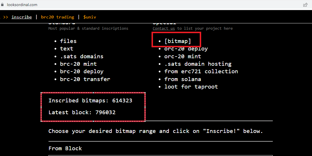 On looksordinal.com you can see the actual correct amount of inscribed #Bitmaps 

Just click on Bitmap and then it shows you

614323 done. You can check which bitmaps are available here and bulk inscribe too. This was created by the <a href="/trac_btc/">CryptoPia</a> team for <a href="/blockamoto/">bitoshi blockamoto 🧱 BITMAP 🟧</a> 

This