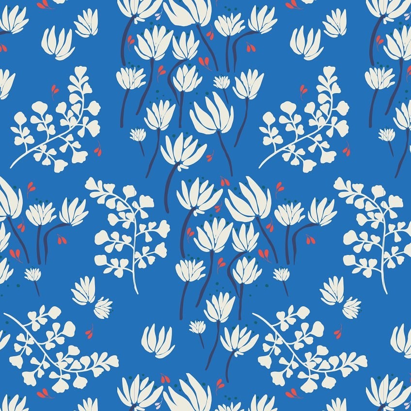 Here is a gorgeous and minimal floral pattern from Cake & Crayons who specializes in illustrations for greeting cards. Helen launched her business in 2021 and was a finalist for a Henries award 👏👏 Find her portfolio here cakeandcrayons.com