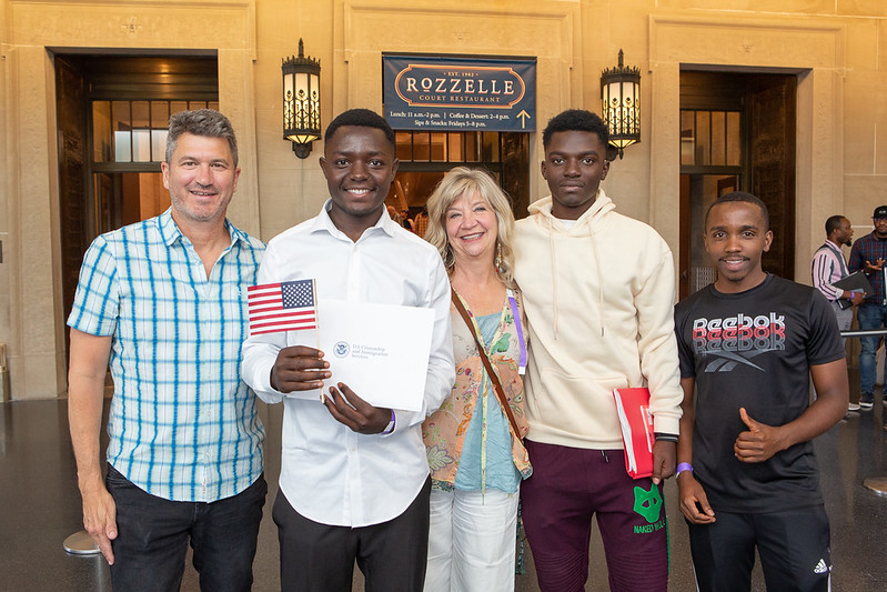 Last week we were honored to host a Naturalization Ceremony. In speaking to 100 of the United States' newest citizens, Director Julián Zugazagoitia, recounted his own immigration story. Attendees were able to register to vote immediately following the ceremony thanks to the @LWV.