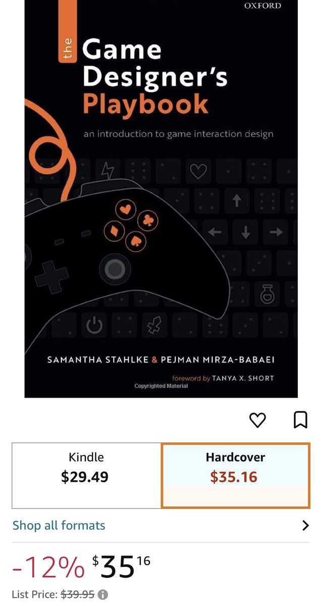 GameDesignBook's tweet image. Please share: Our book is currently on sale on Amazon! 😍🎉

The Game Designer&apos;s Playbook: An Introduction to Game Interaction Design a.co/d/9ojlxq4 

#gamedev #ux #ui #gamedesign