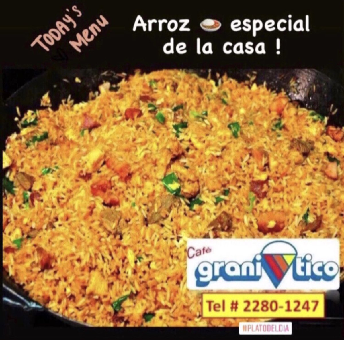 Hoy LUNES...
Plato del día… 
ARROZ 🌾 ESPECIAL DE LA CASA 🎏🏮!
Incluye bebida natural. 

#comidacostarricense #platodeldía #pozole
#comidatipica #comidacasera #sopaazteca
#comidahechaconamor