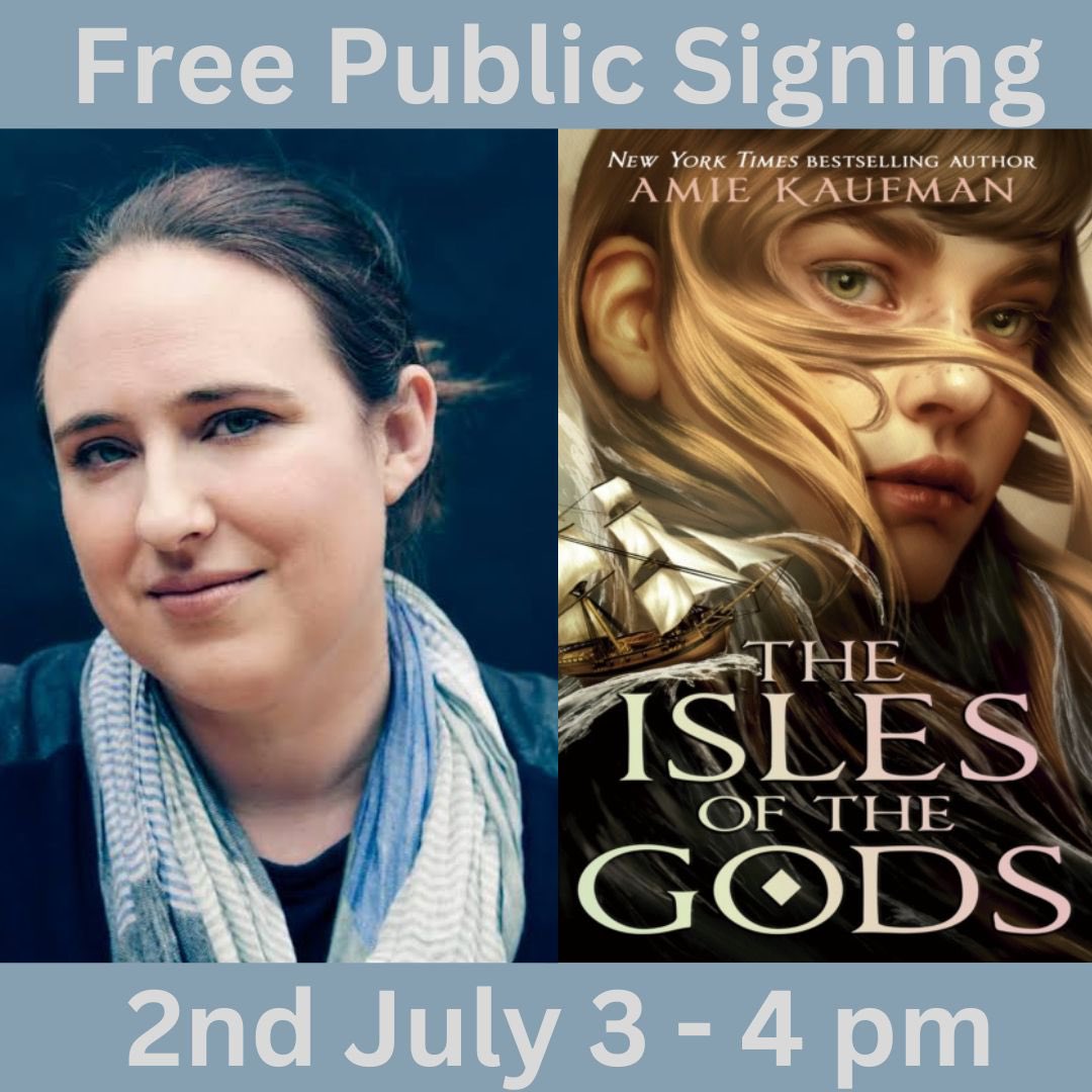 We’re so excited for our public signing with bestselling author Amie Kaufman this Sunday from 3-4 pm! Come get your old copies signed and snag a copy of her new AMAZING swashbuckling fantasy ‘Isles of the Gods.’ #authorsigning #booksigning #islesofthegods