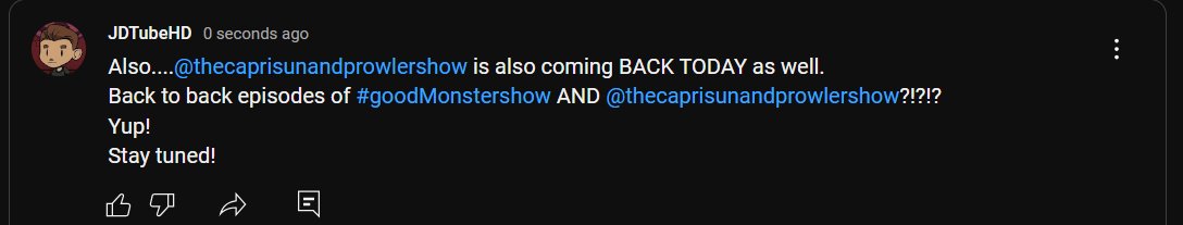JDTubeHD_'s tweet photo. #goodMonstershow and #TheCapriSunandProwlerShow returns TODAY!!!! https://t.co/XTBa3COVS7
