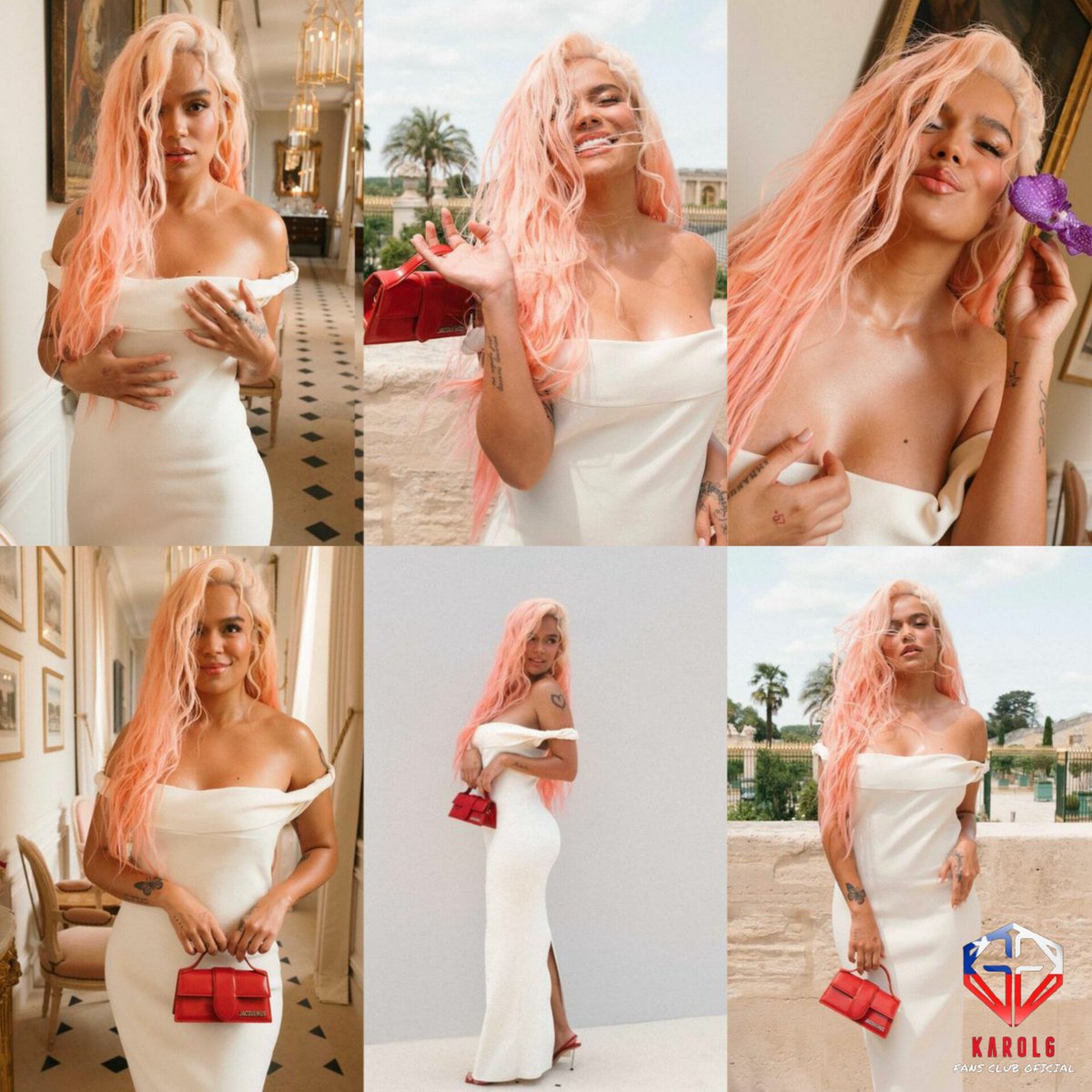 #KarolG invitada al desfile de la colección Otoño/Invierno 2023 de Jacquemus en el Palacio de Versalles Paris-Francia🩷🌺🎠💗