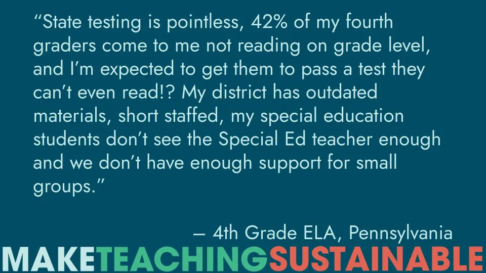 The way we use standardized testing in schools is unsustainable. Do we need to validly and reliably assess students learning? Yes, we do. Do we need it to be high-stakes, dehumanizing, and demoralizing? No, we don't.

#SustainableTeaching #MakeTeachingSustainable