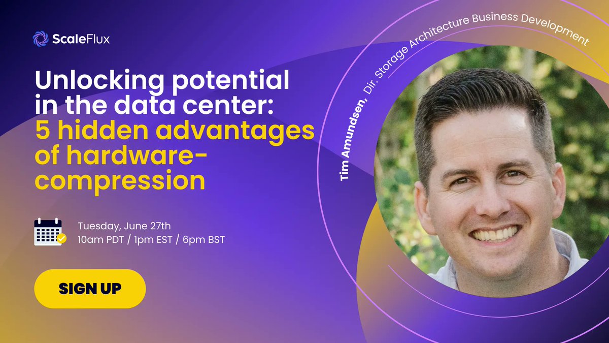 ScaleFlux's tweet photo. Our new webinar series is starting tomorrow at 10am 🙌 Join us and learn about #compression in #datastorage 👇 SAVE YOUR SEAT 👇 https://t.co/gs5WMDrBTl https://t.co/Ct39pqk28G