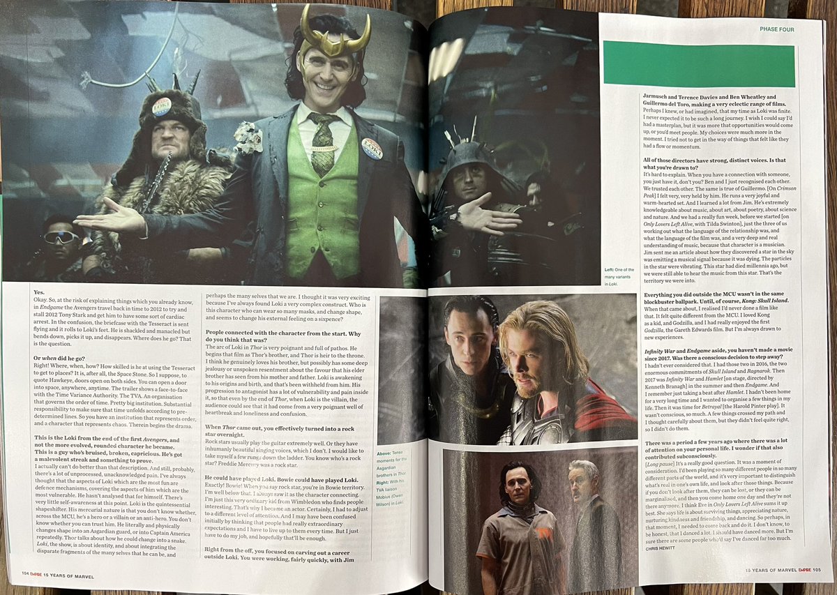 Tom Hiddleston interviewed by Chris Hewitt for the 'Empire’s 15 Years Of Marvel Special Collector’s Edition'

#loki #Disney #thor #avengers