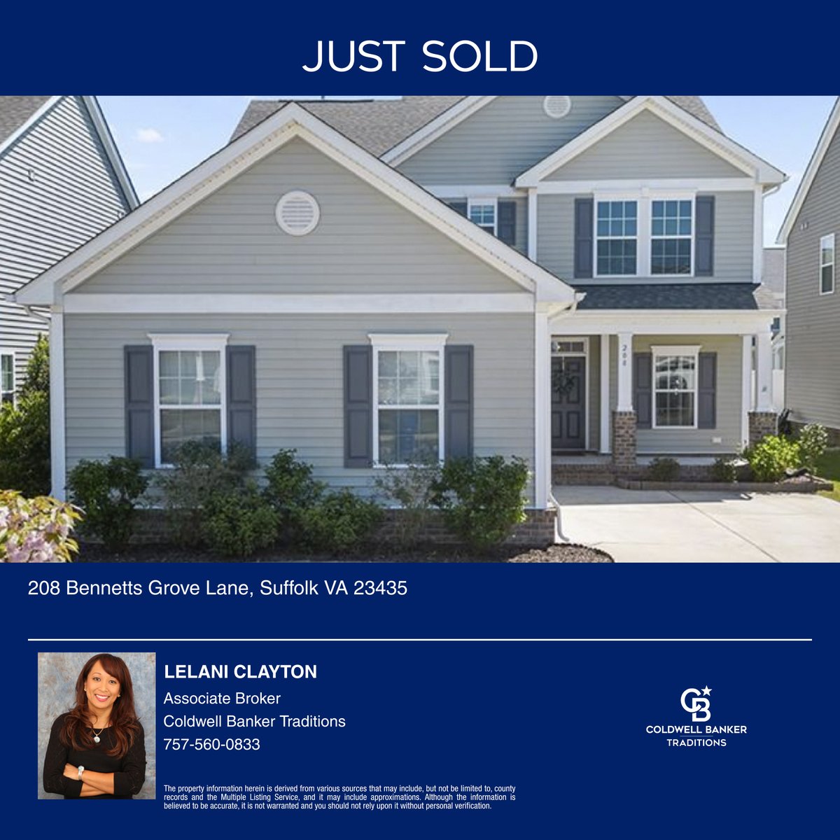 Lelani Tamondong Clayton, Realtor - Coldwell Banker Traditions with Coldwell Banker Traditions, JUST SOLD this home in Suffolk, Virginia. Are you ready to sell or buy a home? Call Lelani today!
#justsold #coldwellbanker