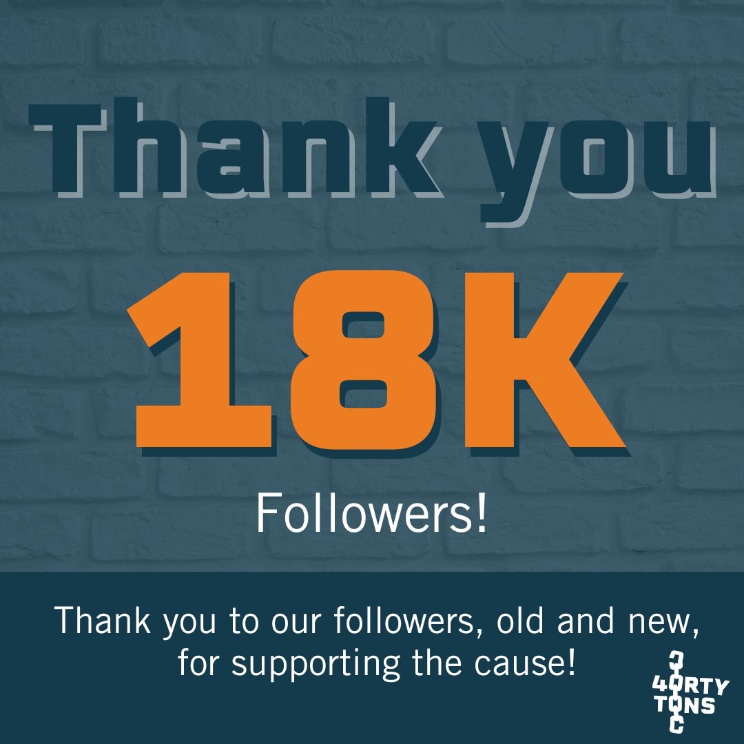 Thank you for 18k! We appreciate all of our followers for supporting 40 Tons Brand and the cause every single day. We wouldn't be here without you! Just because someone carries it well, doesn't mean it isn't heavy!