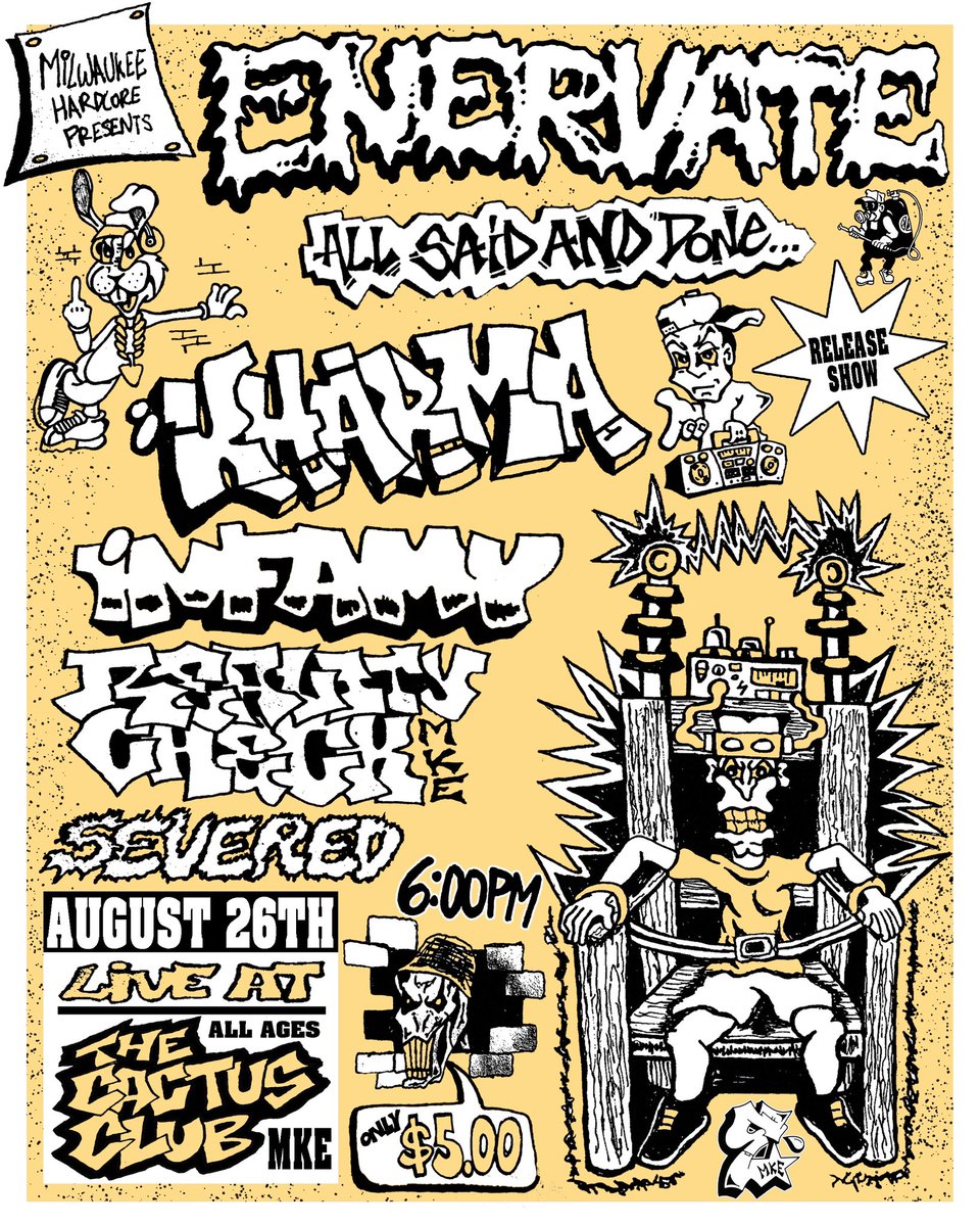 Celebrating the release of All Said And Done on 8/26 at The Cactus Club with a ton of friends. The show is $5 at the door and is all ages. It is also Kharma’s first Milwaukee show in 5 years. Flyer by <a href="/Dewey_312/">Dewey</a>.