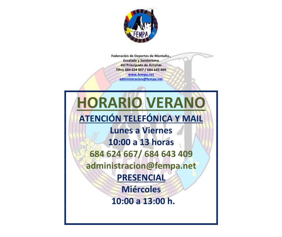 ¡Nuevo horario de verano!
A partir de mañana 27 de junio nuestro horario de atención será:
👉 Atención telefónica y mail:
De lunes a viernes de 10 a 13 horas
684 624 667/ 684 643 409
administracion@fempa.net
👉 Presencial
Miércoles de 10 a 13 horas
#HorarioVerano #HorarioFEMPA