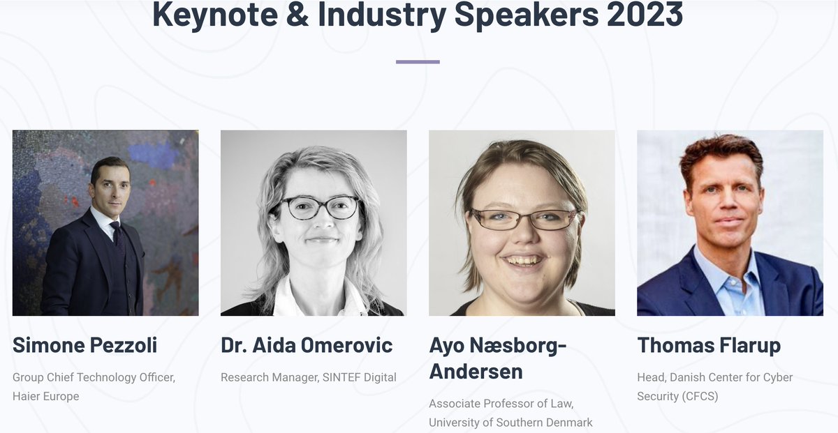 Our lineup of #keynote speakers #CyberScience2023 #conference #Copenhagen #AAL #Denmark July 3-4, 2023

Register now to join us virtual and in-person to discuss emerging issues #cybersecurity #LLMs #HumanRights  #DataRetention #Legal #AI 
c-mric.org <a href="/AyoNAndersen/">Ayo Næsborg-Andersen</a>