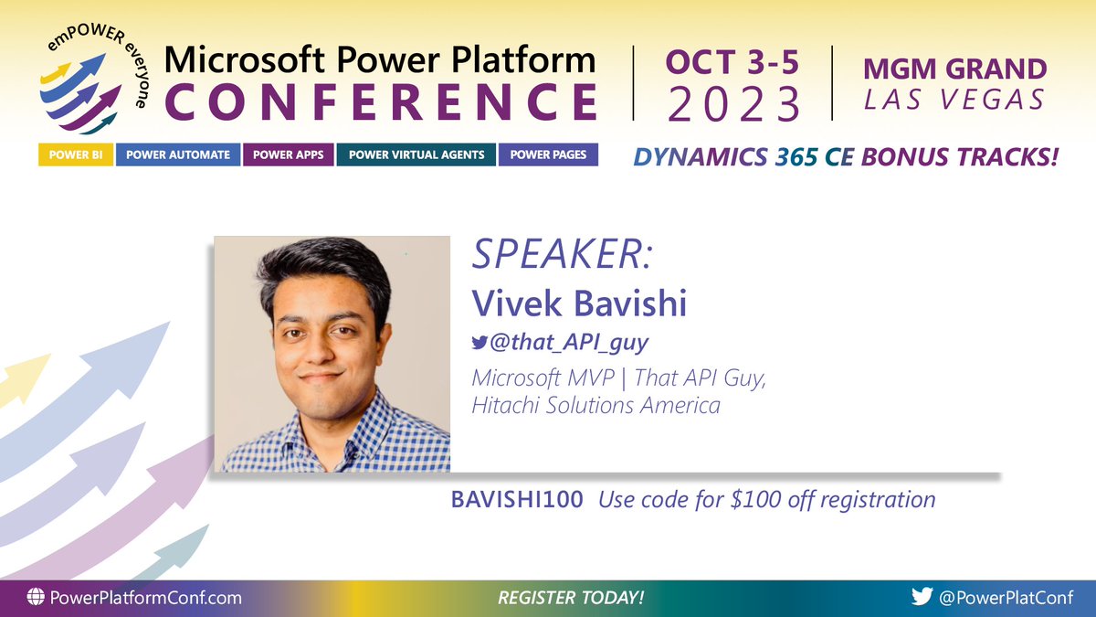 powerplatconf's tweet image. Save the date for the #MPPC23 this October! Join us and attend @that_API_guy 's sessions on #SharePoint vs. #Dataverse and RPA Projects. Learn the strengths of each platform, find the right fit, and maximize your project success. bit.ly/MPPC23Bavishi
Don't miss out!