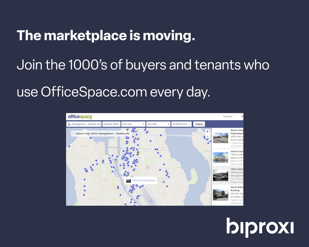 Biproxi's tweet photo. Every day, thousands of buyers and tenants start their search for #commercial space on OfficeSpace. com. Best of all, it's FREE.

Easily search the hottest markets to find your next investment or lease - click to learn more: https://t.co/rNKhIIgKkJ https://t.co/pzIWKCA65l