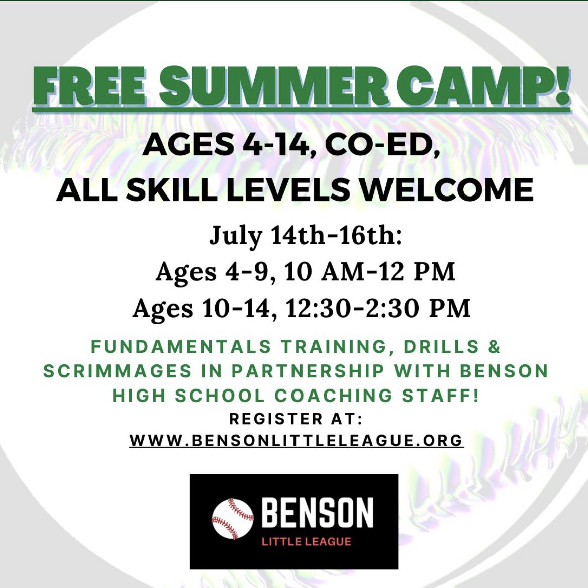 Coming right up!  Please share this FREE opportunity.  Big thanks to Benson High School coaches &amp; players that organize and host this event for our community ⚾️ 

#omaha #omahanebraska #omahane #bensonomaha #northomaha