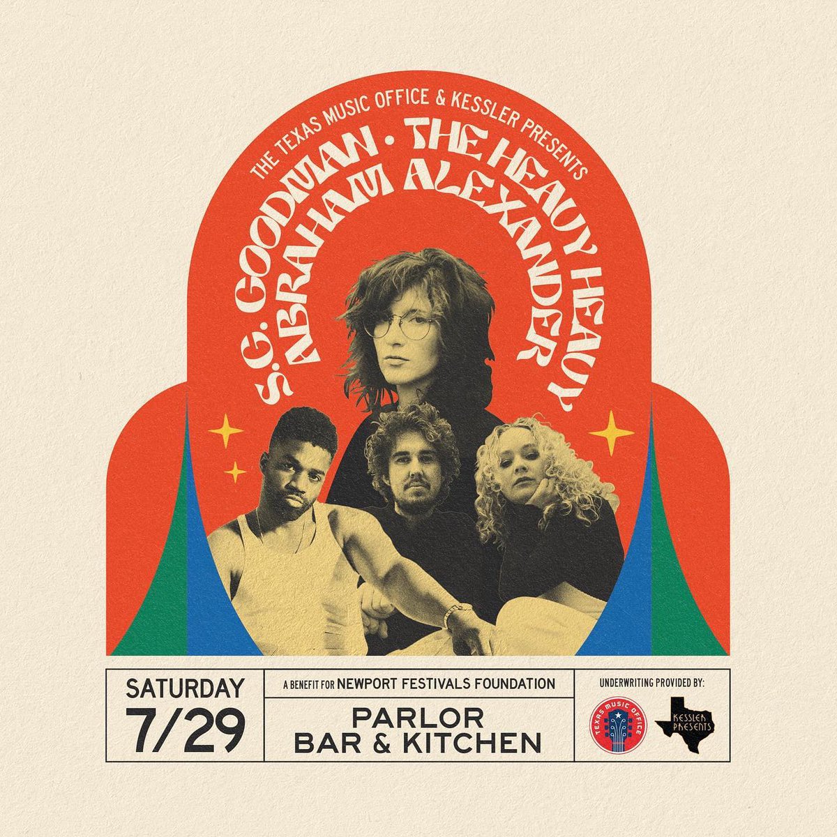 txmusicoffice's tweet photo. Join @txmusicoffice and #KesslerPresents at The Parlor during @Newportfolkfest for 2 nights for @newportfestsorg β @sirwomanmusic & Friends with @raywalkerjoshua on Fri 7/28 & @SGGoodmanKY, @abrahamalexnder, and @theheavyheavyuk on Sat 7/29.
More info: https://t.co/TTfpwhzLAt https://t.co/VJ1MLnrYFp