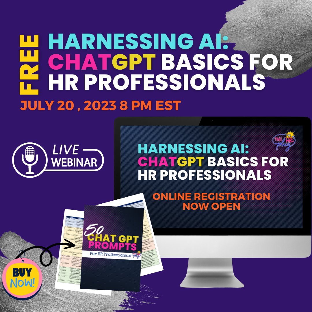 thehrplug's tweet image. If you're in #HR and unfamiliar with ChatGPT, I'll be hosting a free webinar where I'll explain how to make the most of ChatGPT to enhance your workday. Let me put it all in perspective for you.

Reserve a seat here: conta.cc/3Nsh3bG