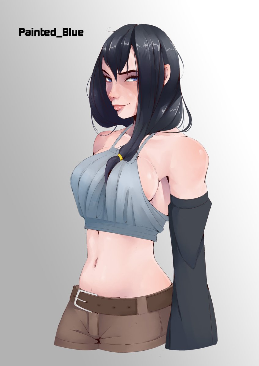 PaintedBlue3's tweet photo. @Kayrennz character fan art. I wanted to work on my digital painting skills and found a technique for skin detailing, will need more practice with materials though.  #digitalart #fanart https://t.co/XYJoUC082F