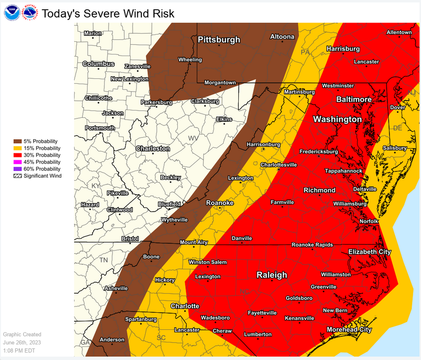 NWS Blacksburg on Twitter "The threat for severe thunderstorms will